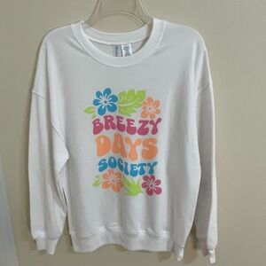 Decree White Breezy Days Society Lightweight Long Sleeve Sweatshirt Size S/M